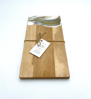 Maple Wood White, Gold, Silver Rectangular Cheese Board