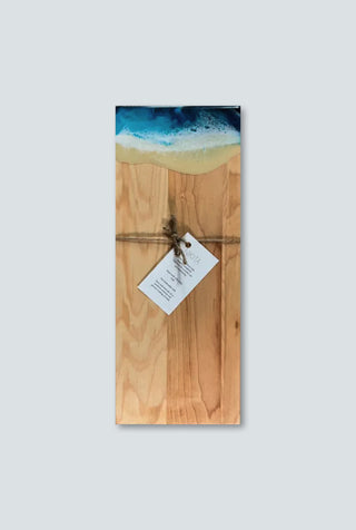 Maple Wood Blue, Green, White Rectangular Cheese Board