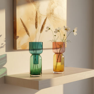 Fusion Flip Reversible Glass Vase, Blue and Green Small