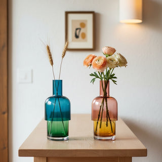 Fusion Flip Reversible Glass Vase, Blue and Green Small