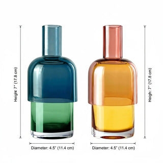 Fusion Flip Reversible Glass Vase, Blue and Green Small