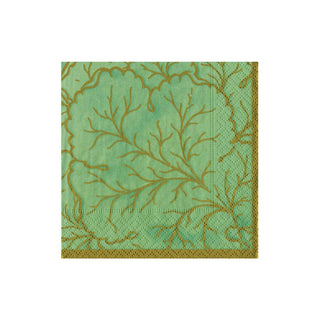 Gilded Majolica Celadon Paper Cocktail Napkins