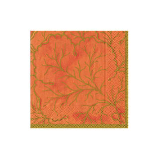 Gilded Majolica Coral Paper Cocktail Napkins