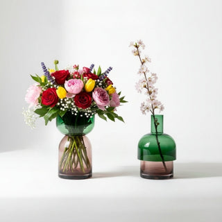 Flip Reverse Glass Vase, Green and Pink Medium