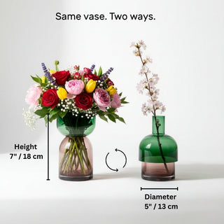 Flip Reverse Glass Vase, Green and Pink Medium