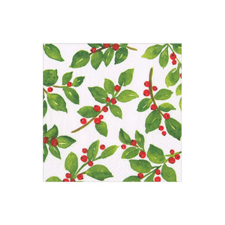 Painted Holly Recycled Paper Cocktail Napkins