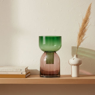 Flip Reverse Glass Vase, Green and Pink Medium