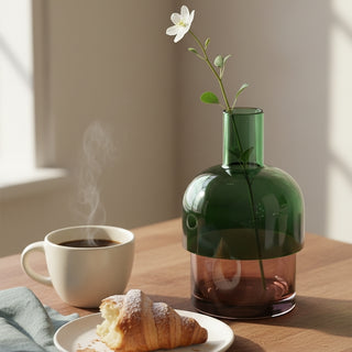 Flip Reverse Glass Vase, Green and Pink Medium