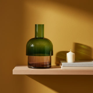 Flip Reverse Glass Vase, Green and Pink Medium