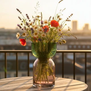 Flip Reverse Glass Vase, Green and Pink Medium