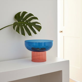 Tip Top Glass Bowl, Blue and Pink X-Large