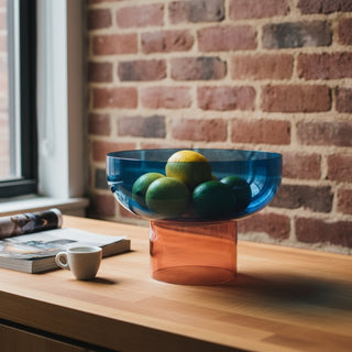 Tip Top Glass Bowl, Blue and Pink X-Large