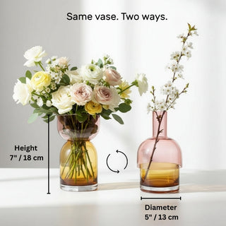 Flip Reverse Glass Vase, Pink and Yellow Medium