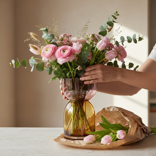 Flip Reverse Glass Vase, Pink and Yellow Medium