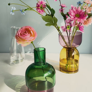 Flip Reverse Glass Vase, Pink and Yellow Medium