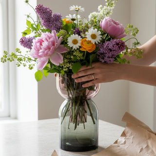 Flip Reverse Glass Vase, Gray and Pink X-Large