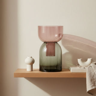Flip Reverse Glass Vase, Gray and Pink X-Large