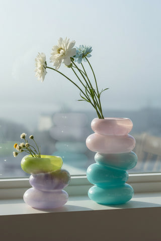 Swirl Glass Vase, Aqua Large