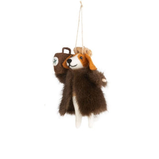 Dog Traveler Holding Luggage Bag Ornament