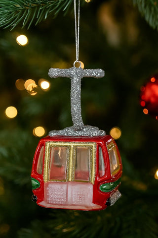 Ski Lift Glass Ornament