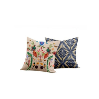 Mexica Ivory Blue Pillow, Large
