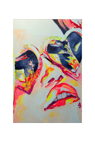 Abstract art with colorful brush strokes on a white background