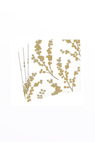 Berry Branches Gold Paper Cocktail Napkins