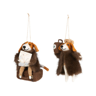 Dog Traveler Sitting On Luggage Ornament