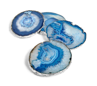 Lumino Coasters, Azure Agate & Silver, Set of 4
