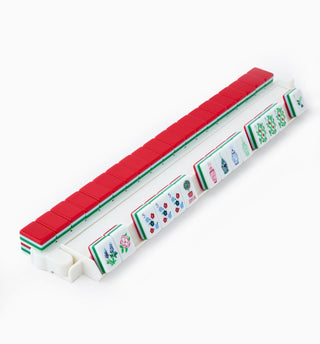 Set of red and white tiles with floral designs on a white background