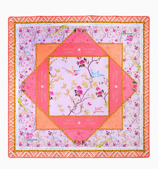 Floral design with geometric patterns on a white background