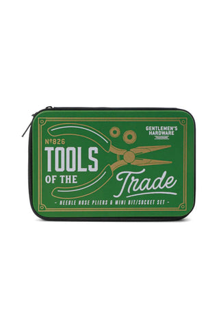 Green case with 'Tools of the Trade' branding on a white background