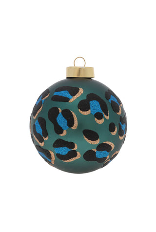 Green Leopard Print Round Ornament