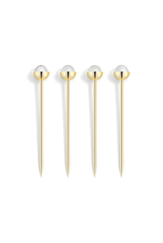 Hospitality Cocktail Picks, Gold & Crystal, Set of 4
