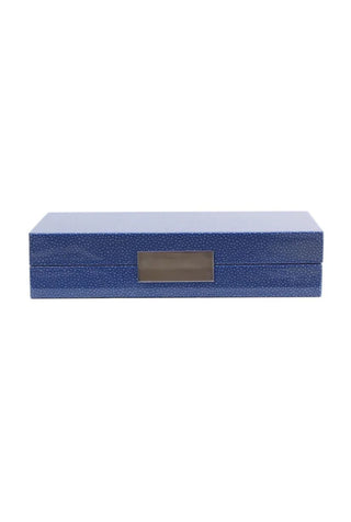 Small Blue Shagreen Box with Silver