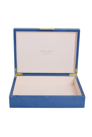 Large Blue Shagreen Lacquer Box with Gold