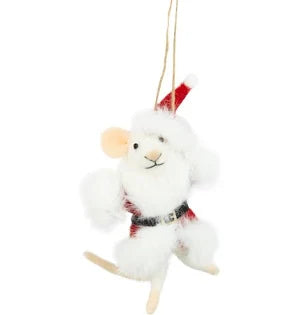 Mouse In Santa Coat Ornament