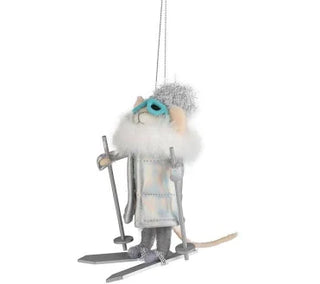 Mouse Skier With Silver Jacket Ornament