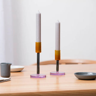 Duo Tone Tall Glass Candlesticks