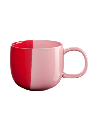 Pink and red mug on a white background