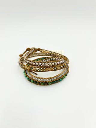 Taupe Pearl African Wrap Bracelet - Atelier Modern