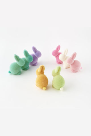 Flocked Pastel Seated Bunny