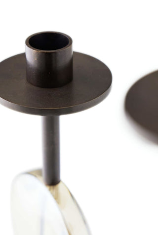 Champagne Crystal Taper Holders, Set of 2