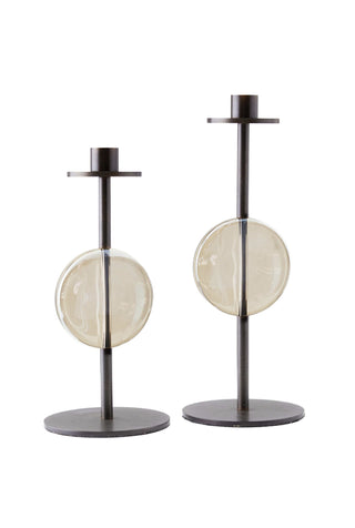 Champagne Crystal Taper Holders, Set of 2