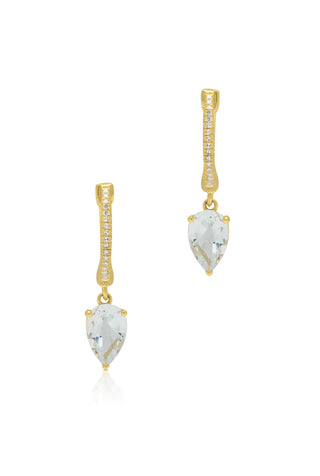 Yellow Gold Diamond Topaz Florentina Huggie Earrings